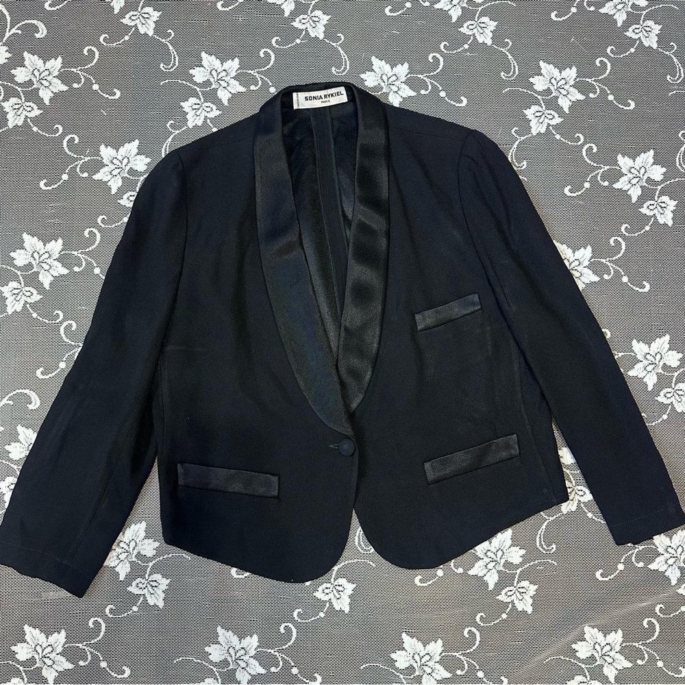 Vintage Sonia Rykiel Black Tuxedo Style Shawl Lapel Blazer